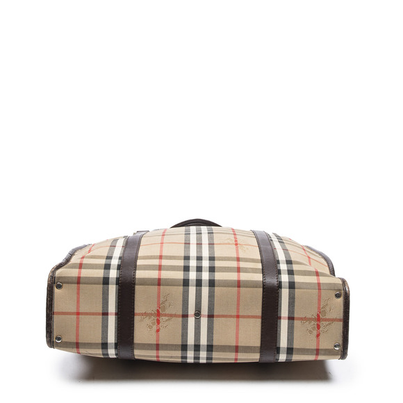 Burberry Burberry Vertical Zip Tote in Beige/Dark Brown Haymarket Check - Picture 6 of 7